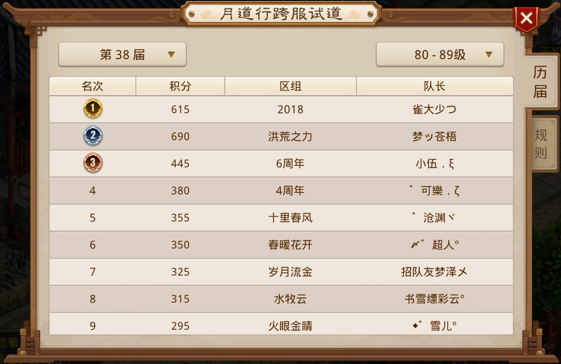 《问道》手游3月月道跨服战报 3支队伍成为新晋道尊